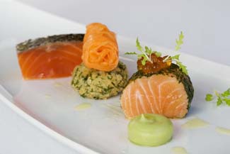 Trio of Clare Island Organic Salmon With Avocado Cream & Caviar
